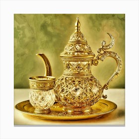 Gold Tea Set Canvas Print