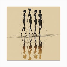 Silhouettes Of Women In Water - Minimal line art, city wall art, colorful wall art, home decor, minimal art, modern wall art, wall art, wall decoration, wall print colourful wall art, decor wall art, digital art, digital art download, interior wall art, downloadable art, eclectic wall, fantasy wall art, home decoration, home decor wall, printable art, printable wall art, wall art prints, artistic expression, contemporary, modern art print, Canvas Print