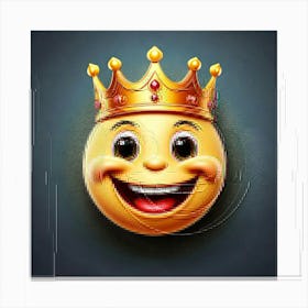 Firefly Emoji, Smiley, Face, Crown, Detailed, Realistic, Gray, Background, Royalty, Happy, Expressio (8) Canvas Print