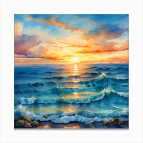 Sunset On The Ocean Canvas Print