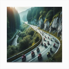 Motorcyclists In The Mountains Canvas Print