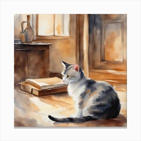 Watercolor Of A Cat 2 Canvas Print