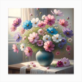 Cosmos In A Vase Canvas Print