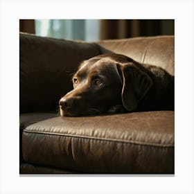 Chocolate Labrador On The Counch Canvas Print