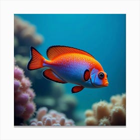 Vibrant Mandarin Fish Swimming In A Coral Reef 1 Canvas Print