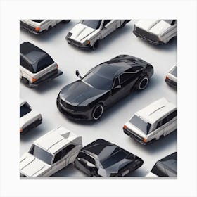 Black And White Cars 5 Canvas Print