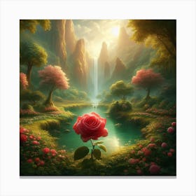 Red Loney Rose3 Canvas Print