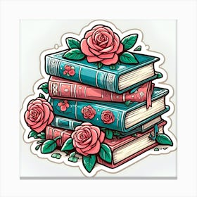 Roses On Books 2 Canvas Print