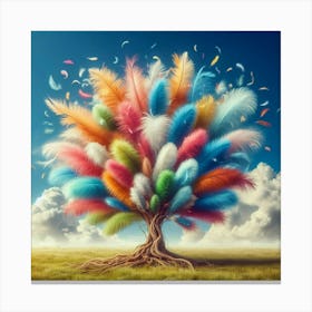 Colorful Feather Tree Canvas Print