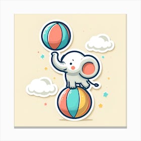 Elephant On Balloons Canvas Print