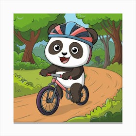 A Cute Panda Is Riding A Bicycle Down A Swdf0kntqdcbskgu J2yiw Wqduc87ormohyqyyq7q7vq Canvas Print