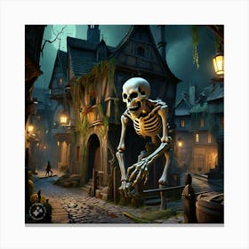 Skeleton In The Street Canvas Print