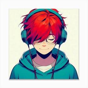 Anime Boy With Headphones Canvas Print