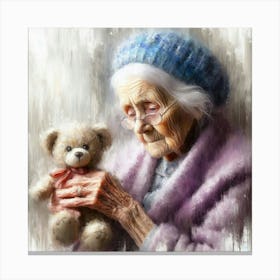 Old Lady With Teddy Bear 6 Canvas Print