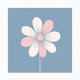 A White And Pink Flower In Minimalist Style Square Composition 367 Canvas Print