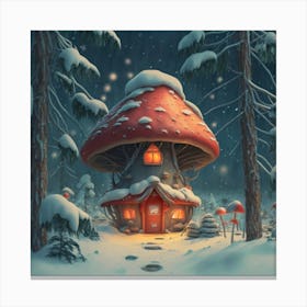 Red mushroom shaped like a hut 10 Canvas Print