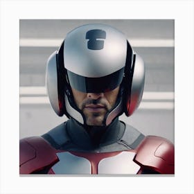 Create A Cinematic Apple Commercial Showcasing The Futuristic And Technologically Advanced World Of The Man In The Hightech Helmet, Highlighting The Cuttingedge Innovations And Sleek Design Of The Helmet And (14) Canvas Print