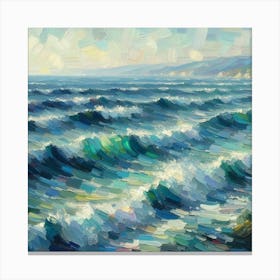 Ocean Waves, Acrylic Painting Style Canvas Print