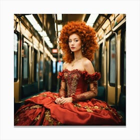 Red Haired Woman On Subway Toile