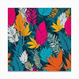 Tropical Leaves Seamless Pattern 2 Canvas Print