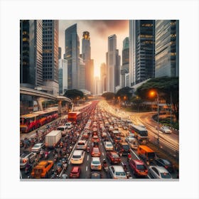 Traffic Jam In Singapore 1 Canvas Print