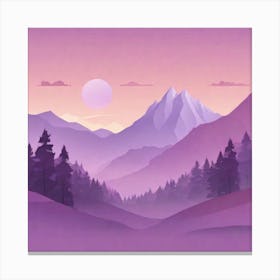 Misty mountains background in purple tone 50 Canvas Print