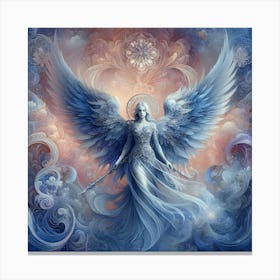 Majestic Warrior Angel In Decoration Color Paint Canvas Print