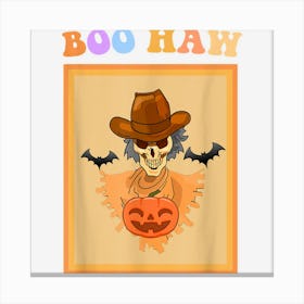 Retro Boohaw Ghost Western Cowboy Spooky Season Halloween Canvas Print