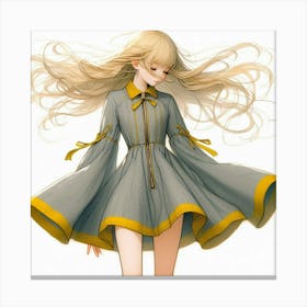 Anime Girl With Long Hair 3 Canvas Print
