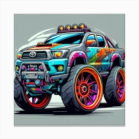 Toyota Hilux Pickup Truck Vehicle Colorful Comic Graffiti Style Canvas Print