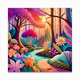 Colorful Forest Painting Canvas Print