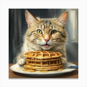 Cat With Waffles 1 Canvas Print