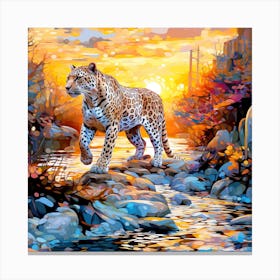 Leopard At Sunset Canvas Print