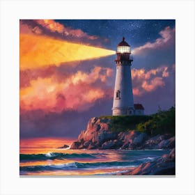 Lighthouse At Sunset Canvas Print