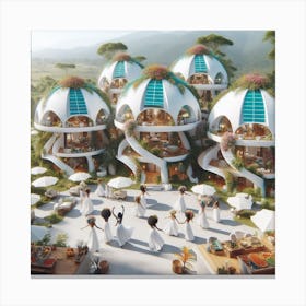 Vibrational Homestead Village Canvas Print