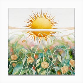Sun And Flowers Canvas Print