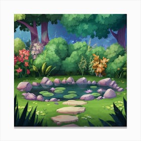 Pond In The Forest Canvas Print