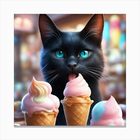 Cat With Ice Cream Cones Canvas Print