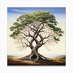 Tree Of Life, Two Intertwined Trees Growing Together Symbolizing Enduring Love And Partnership 1 Canvas Print