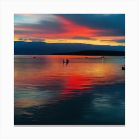 Sunset At Lake Taupo Canvas Print