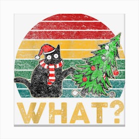 Funny Christmas Shirt Cat Wearing Santa Hat Cat Owners Women Canvas Print