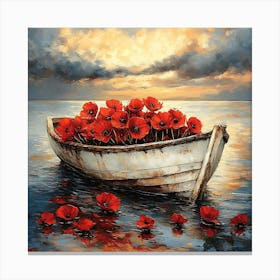 Poppies In A Boat Canvas Print