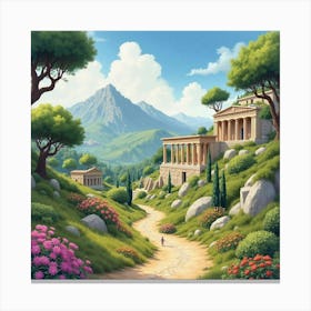 Watercolor The Lush Landscapes And Mythical Realms Of Ancient Greece In Rich, Vibrant Settings 1 Canvas Print