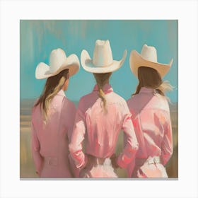 Three Cowgirls In Pink Canvas Print