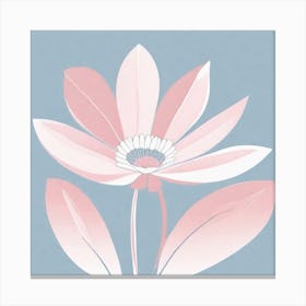 A White And Pink Flower In Minimalist Style Square Composition 183 Canvas Print