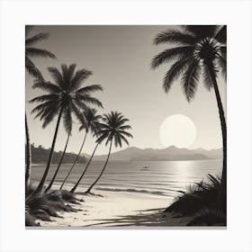 Palm Trees On The Beach Canvas Print