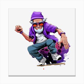 Old Man Skateboarding 2 Canvas Print