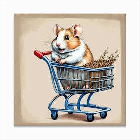 Hamster In A Shopping Cart 1 Canvas Print