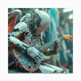 Robot Playing Guitar Canvas Print