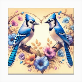 Blue Jays In Love 1 Canvas Print